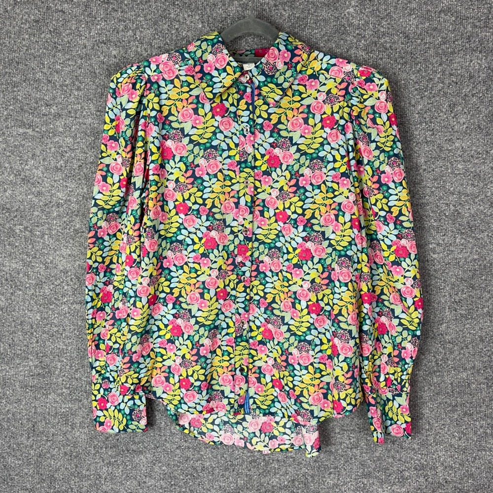 NWOT Sundance Floral Print Button Down Shirt Puff Sleeve Cotton‎ Viscose Blend M
